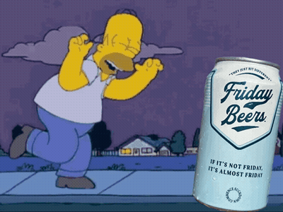 A Can Of Friday Beers Sits Next To A Cartoon Character GIF