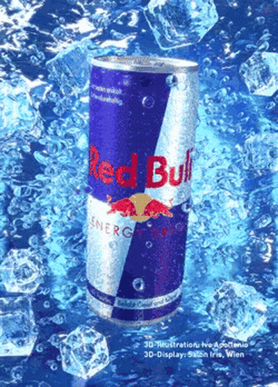 A Can Of Red Bull Energy Drink On Ice GIF