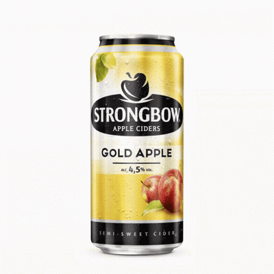 A Can Of Strongbow Apple Ciders With An Apple On The Front GIF