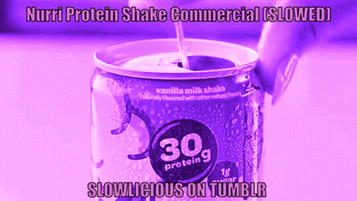A Can Of Vanilla Milkshake With The Words " Nurri Protein Shake Commercial Slowed " GIF