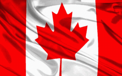 A Canadian Flag With A Red Maple Leaf In The Middle GIF
