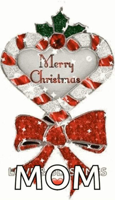 A Candy Cane In The Shape Of A Heart With The Words Merry Christmas Mom GIF
