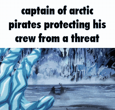 A Captain Of Arctic Pirates Protecting His Crew From A Threat Poster GIF