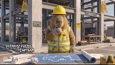 A Capybara Wearing A Hard Hat Vest And Gloves With 3M Written On It GIF