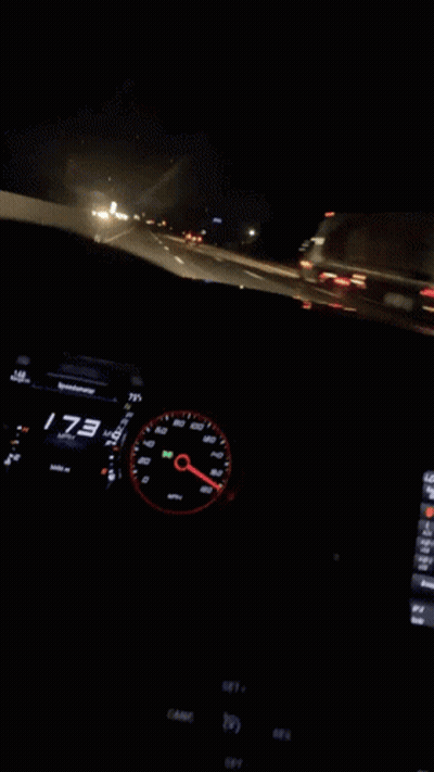 A Car Dashboard With A Speedometer Reading 173 GIF