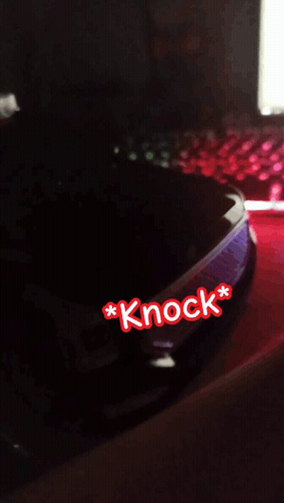 A Car Headlight With The Word Knock On It GIF