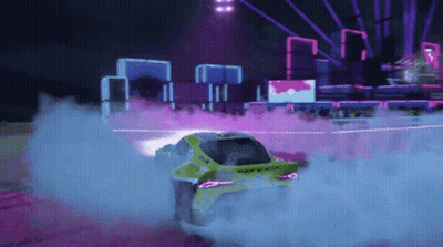 A Car Is Drifting On A Track With A Purple Background GIF