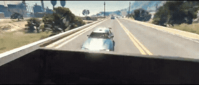 A Car Is Driving Down A Highway In A Video Game .. GIF