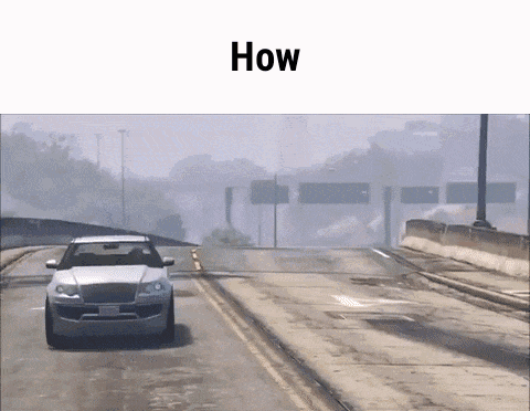 A Car Is Driving Down A Highway With The Words How Above It GIF
