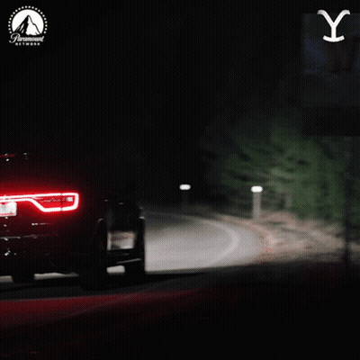 A Car Is Driving Down A Road With A Paramount Network Logo GIF
