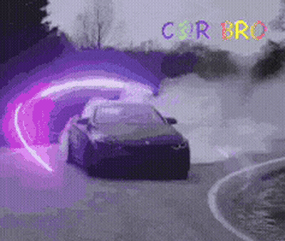 A Car Is Driving Down A Road With A Purple Light Behind It And The Words Csr Bro On The Bottom . GIF