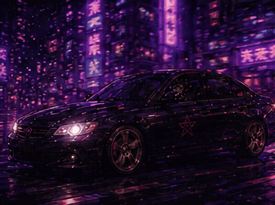 A Car Is Driving Down A Road With Hearts Coming Out Of It And The Words Drive-By Loving GIF