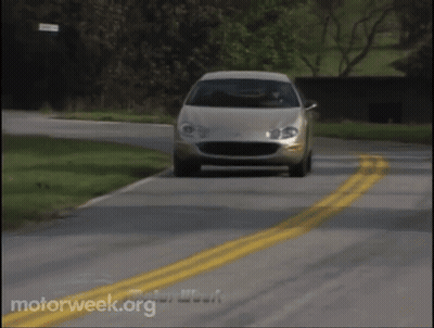 A Car Is Driving Down A Road With Motorweek.org Written On The Bottom Of The Screen GIF