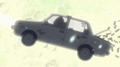 A Car Is Flying Through The Air In Front Of The Moon GIF