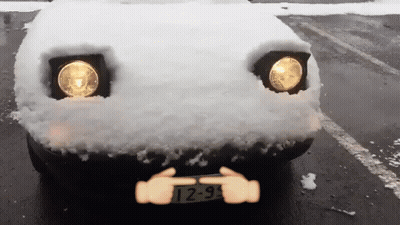 A Car With A License Plate That Says T2-9 Is Covered In Snow GIF