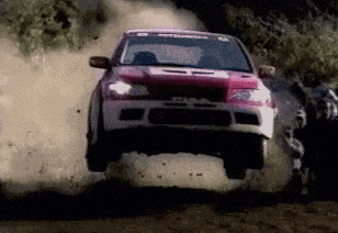 A Car With The Word Civic On The Front Is Jumping In The Air GIF