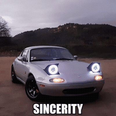 A Car With The Word Sincerity On The Bottom Right GIF