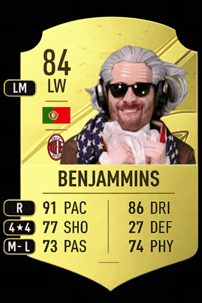 A Card For Benjamins Has A Picture Of A Man Wearing Sunglasses And Headphones On It GIF