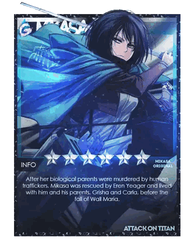 A Card That Says Attack On Titan With A Girl On It Sticker