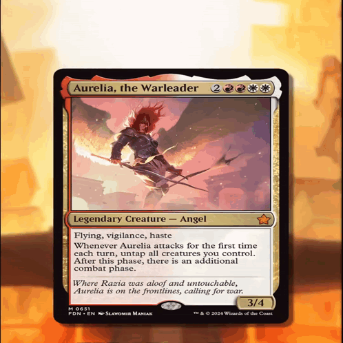 A Card That Says Aurelia The Warleader On The Top GIF