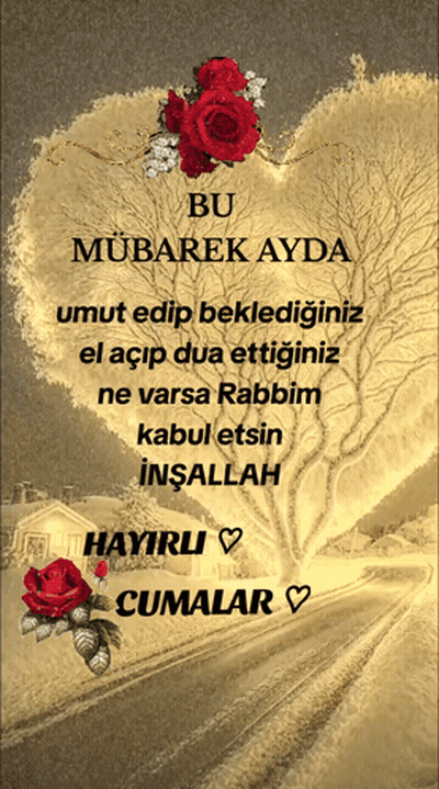 A Card That Says Bu Mubarek Ayda With A Heart Shaped Tree And Red Roses GIF