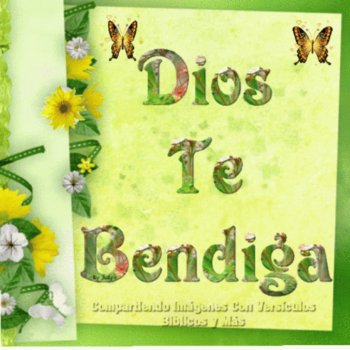A Card That Says Dios Te Bendiga With Butterflies GIF