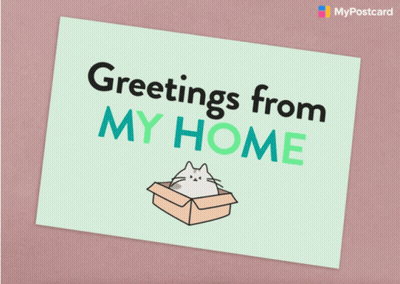 A Card That Says Greetings From My Home GIF