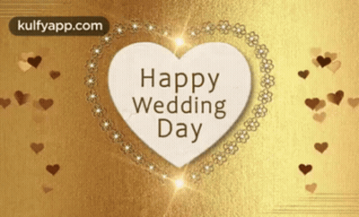 a card that says happy wedding day with a heart in the middle