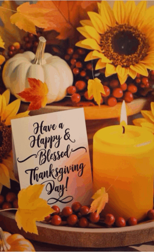 A Card That Says Have A Happy Blessed Thanksgiving Day GIF
