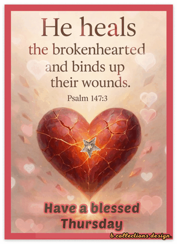 A Card That Says He Heals The Brokenhearted And Binds Up Their Wounds From Psalm 147 3 GIF