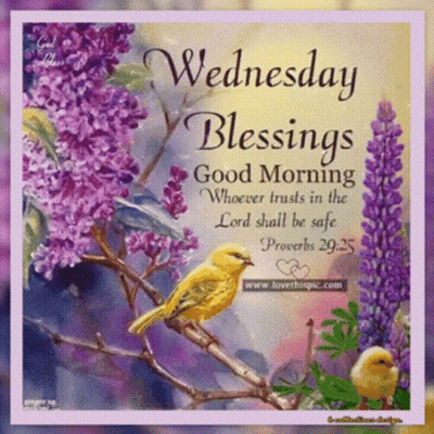 A Card That Says Wednesday Blessings Good Morning Whoever Trusts In The Lord Shall Be Safe GIF