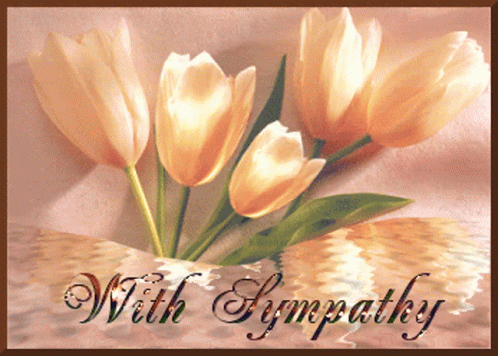A Card That Says With Sympathy With Flowers In The Background GIF