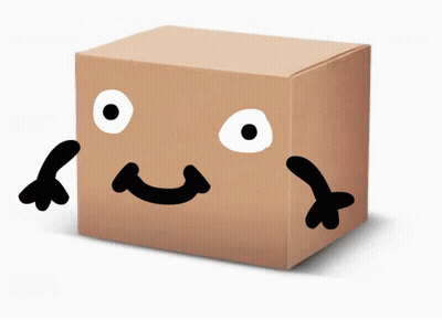 A Cardboard Box With A Face On It GIF