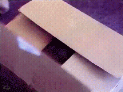 A Cardboard Box With A Purple Background And The Letter S On The Bottom Left GIF