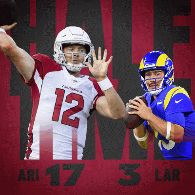 A Cardinals Player Throws A Football While Another Player Looks On GIF