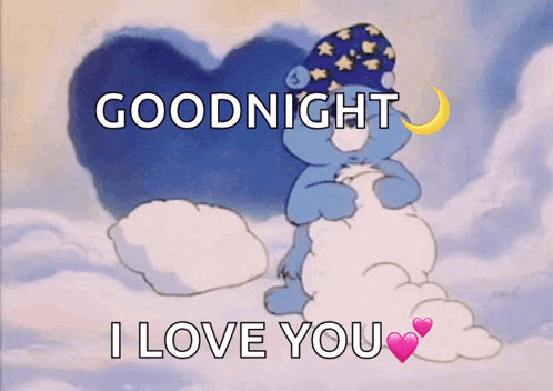 A Care Bear Says Goodnight I Love You In The Clouds GIF