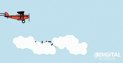 A Cartoon Airplane Flying In The Sky With The Words Happy International Women 'S Day GIF
