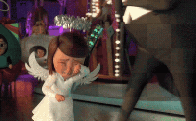 A Cartoon Angel Is Crying In Front Of A Man GIF