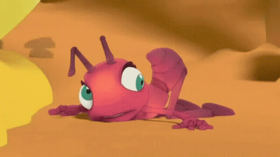A Cartoon Ant Is Crawling On The Ground And Looking At The Camera . GIF