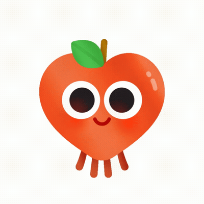 A Cartoon Apple With A Question Mark Above It GIF