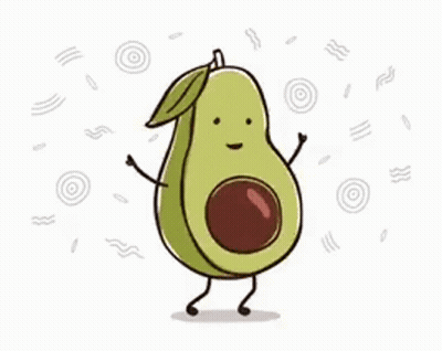 A Cartoon Avocado With Arms And Legs And A Leaf On Its Head . GIF