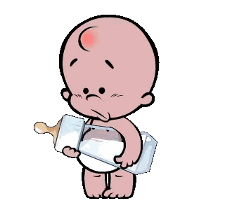 A Cartoon Baby Holding A Bottle Of Milk Sticker