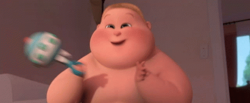 A Cartoon Baby Is Holding A Rattle With The Letter G On It GIF