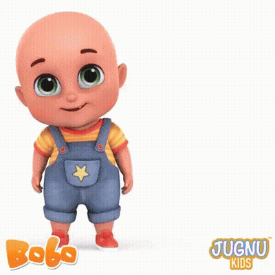 A Cartoon Baby Is Standing In Front Of A Sign That Says Happy Birthday GIF
