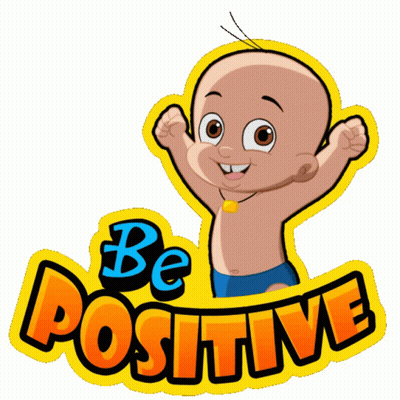 A Cartoon Baby Is Standing Next To The Words " Be Positive " GIF