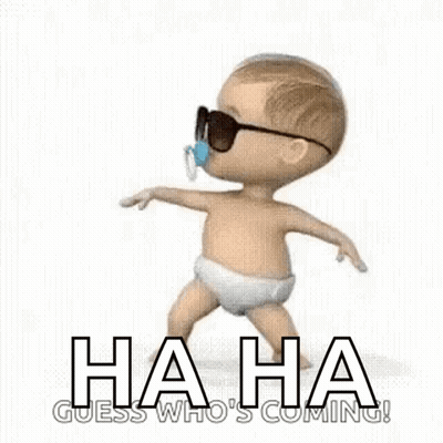 A Cartoon Baby Wearing Sunglasses And A Pacifier Is Walking . GIF
