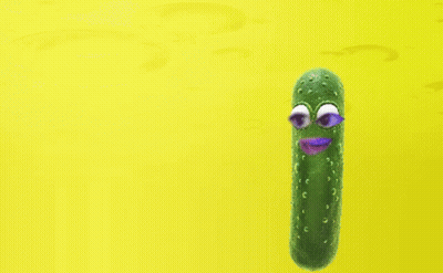 A Cartoon Banana With A Purple Face And A Yellow Background GIF