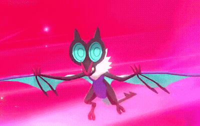 A Cartoon Bat Is Flying In The Air With A Pink Background GIF