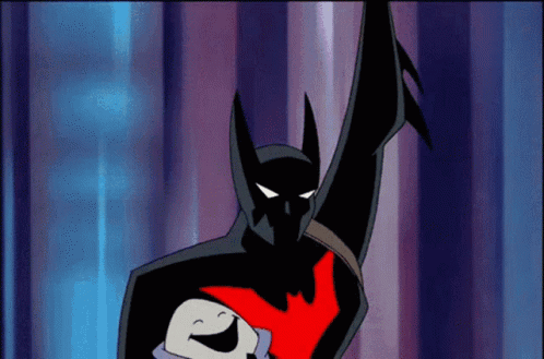 A Cartoon Batman Is Holding A Baby In His Arms . GIF