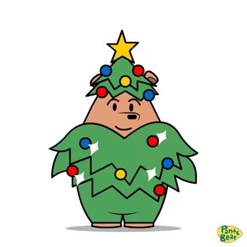 A Cartoon Bear Dressed As A Christmas Tree With A Star On Top Sticker